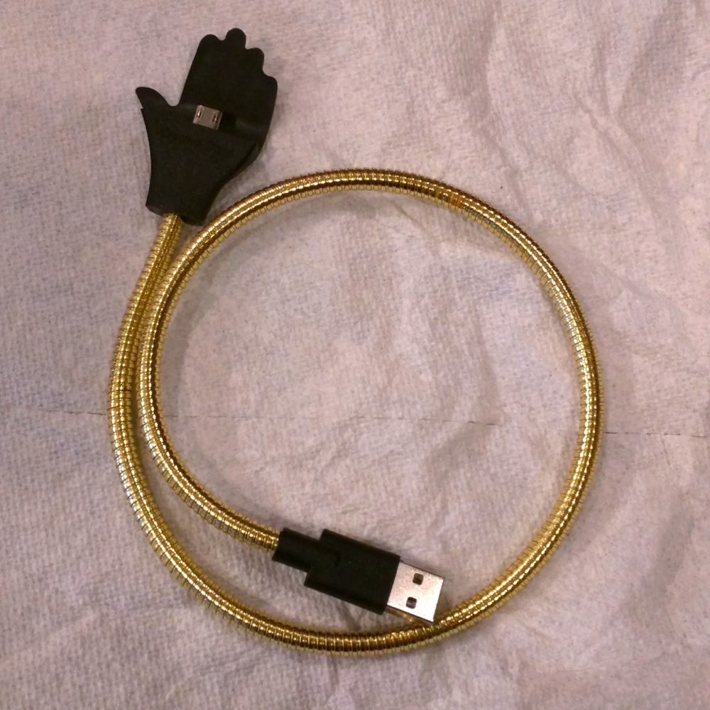 Palm Shaped Charging Cable For Android Gold/Black Wire